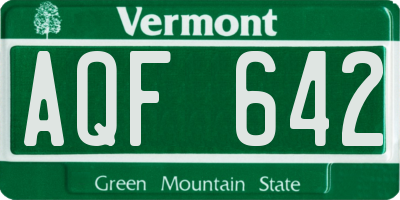 VT license plate AQF642