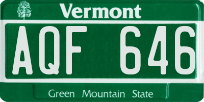 VT license plate AQF646