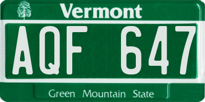 VT license plate AQF647