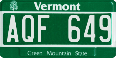 VT license plate AQF649