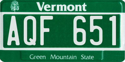 VT license plate AQF651