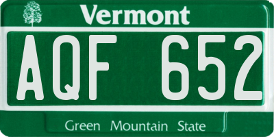 VT license plate AQF652