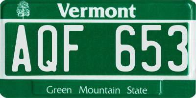 VT license plate AQF653