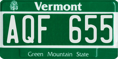 VT license plate AQF655