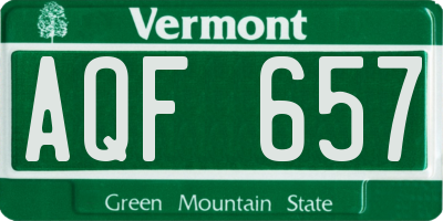VT license plate AQF657