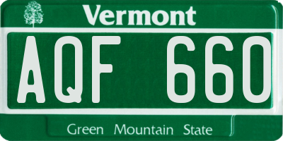 VT license plate AQF660
