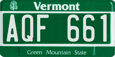 VT license plate AQF661