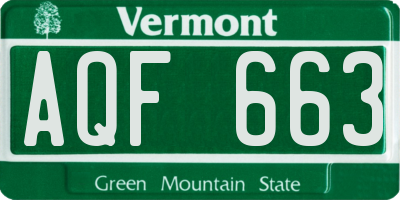 VT license plate AQF663