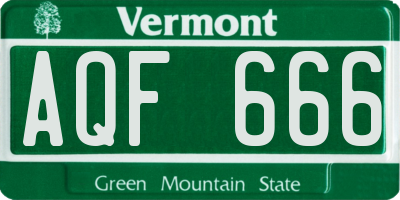 VT license plate AQF666