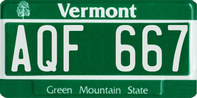 VT license plate AQF667