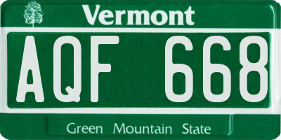 VT license plate AQF668