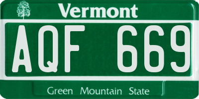 VT license plate AQF669