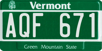 VT license plate AQF671