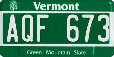 VT license plate AQF673