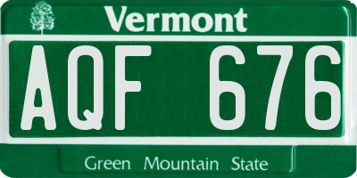 VT license plate AQF676