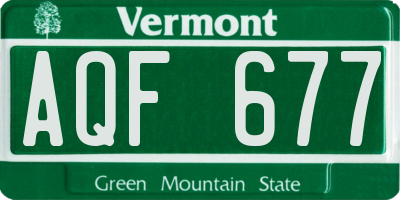 VT license plate AQF677