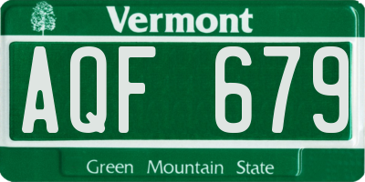 VT license plate AQF679