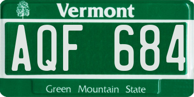 VT license plate AQF684