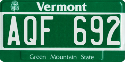 VT license plate AQF692