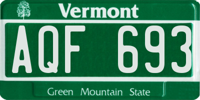 VT license plate AQF693