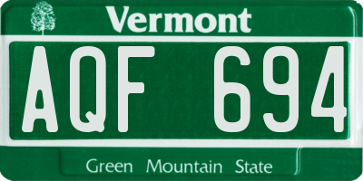 VT license plate AQF694