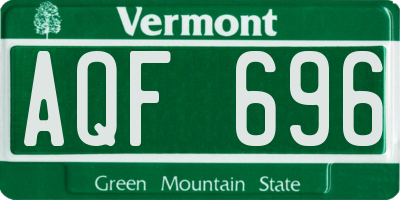 VT license plate AQF696
