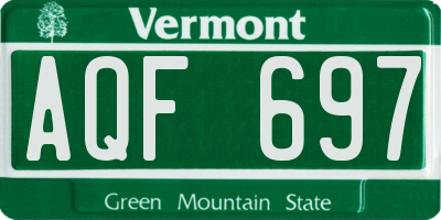 VT license plate AQF697