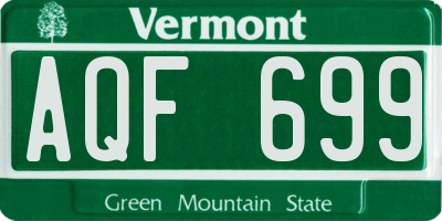 VT license plate AQF699