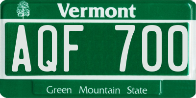 VT license plate AQF700