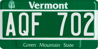 VT license plate AQF702