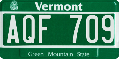 VT license plate AQF709