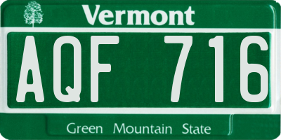 VT license plate AQF716