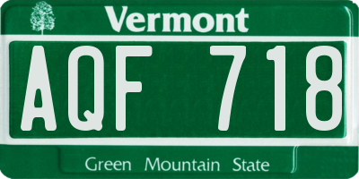 VT license plate AQF718