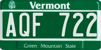 VT license plate AQF722