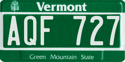 VT license plate AQF727