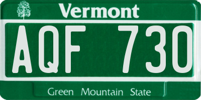 VT license plate AQF730