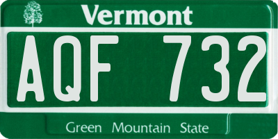 VT license plate AQF732