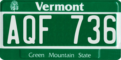 VT license plate AQF736