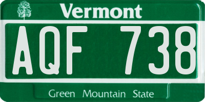 VT license plate AQF738