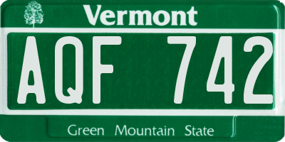 VT license plate AQF742