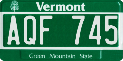 VT license plate AQF745