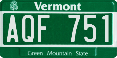 VT license plate AQF751