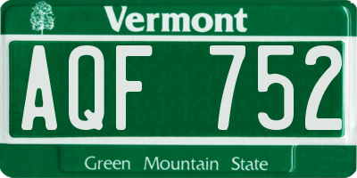 VT license plate AQF752
