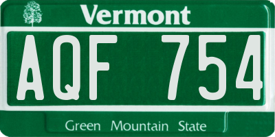 VT license plate AQF754
