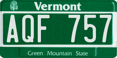 VT license plate AQF757