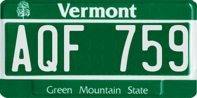VT license plate AQF759
