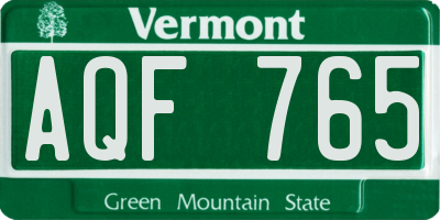 VT license plate AQF765