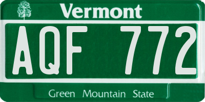 VT license plate AQF772