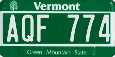 VT license plate AQF774