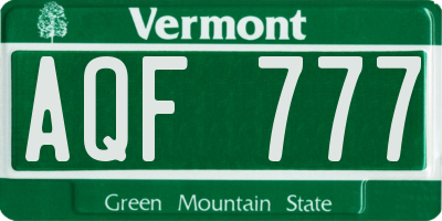 VT license plate AQF777